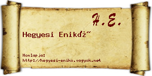 Hegyesi Enikő névjegykártya
